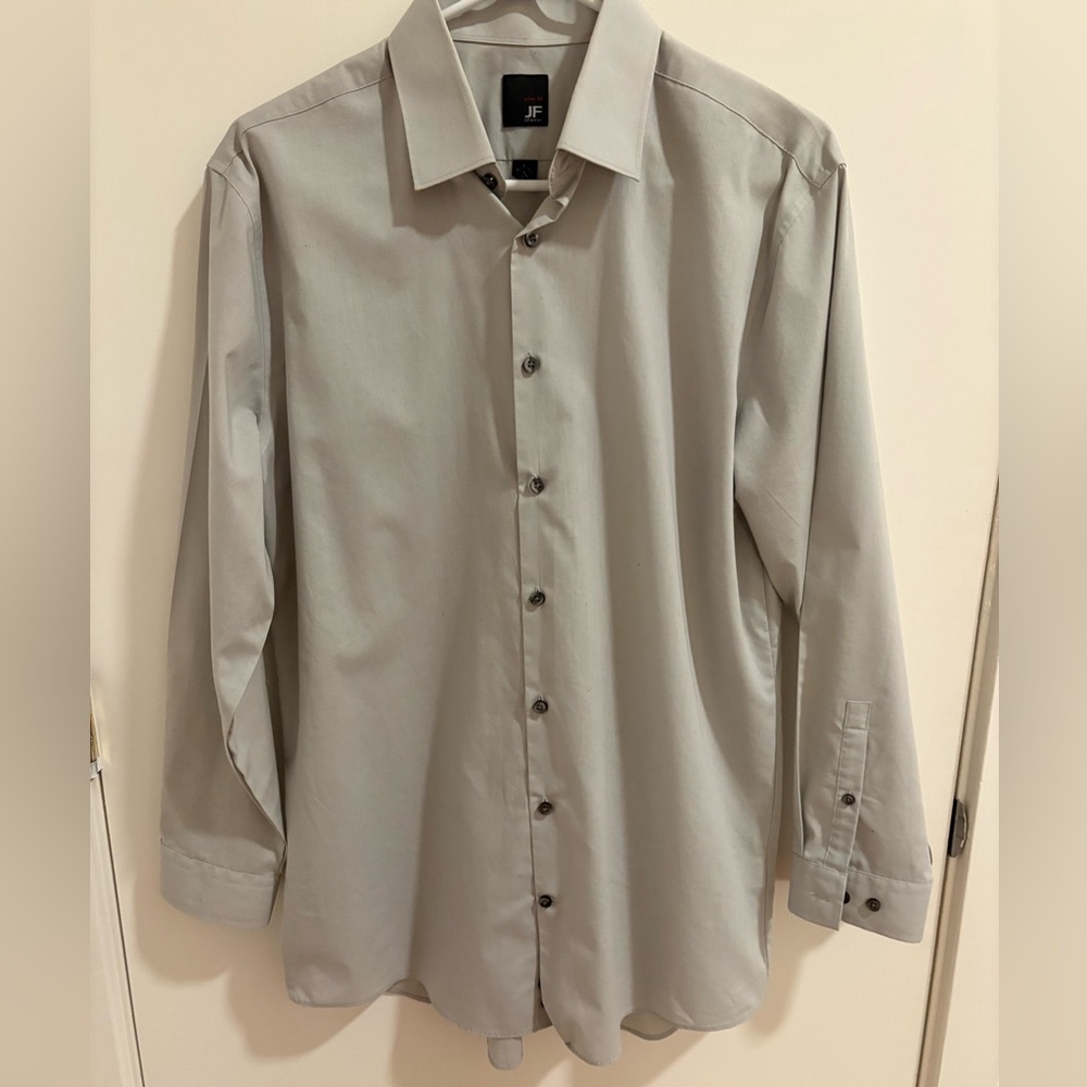 JF j. ferrar light grey medium slim fit dress shirt